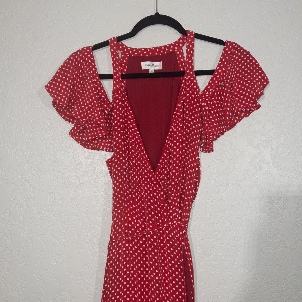 Privacy Please Acme Cherry‎ Polka Dot Wrap Maxi Dress Size Medium - Picture 9 of 9